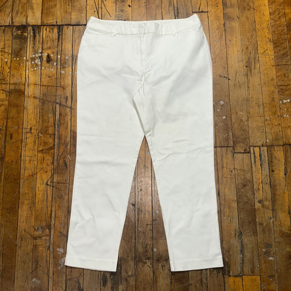 Liz‎ Claiborne Pants Women's 10 White Emma Straight Leg Regular Fit Slash Pocket